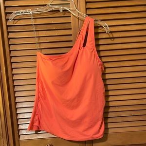Soma, coral one shoulder tankini top